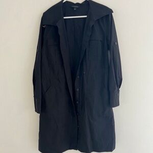 Banana Republic Black Lightweight Midi Coat Medium